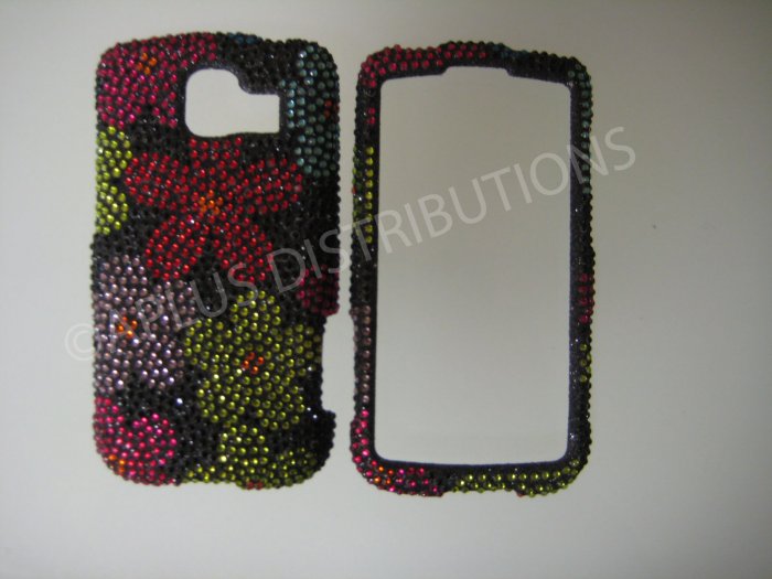New Red 3D Flower Bling Diamond Case For LG Optimus S LS670 - (0019)
