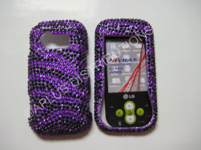 New Purple Zebra Design Bling Diamond Case For LG Neon Gt365 - (0005)