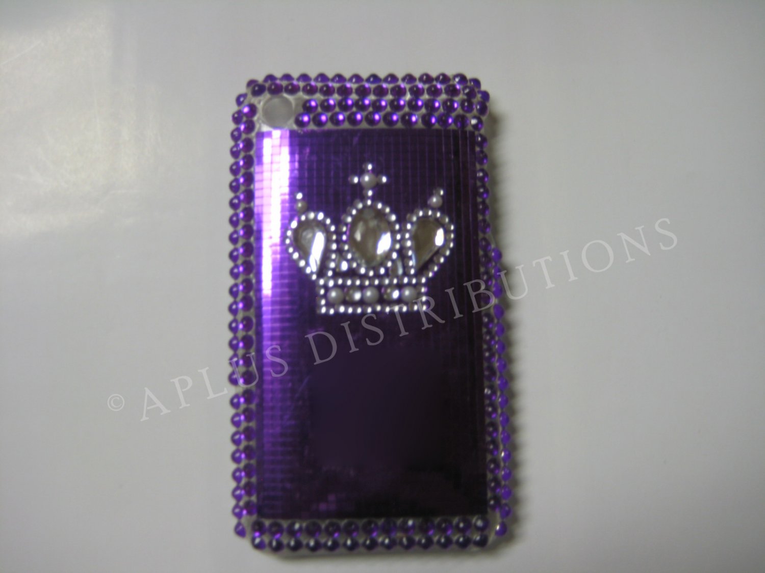 New Purple Crown On Squares Design Crystal Bling Diamond Case For iPhone 3G 3Gs - (0113)