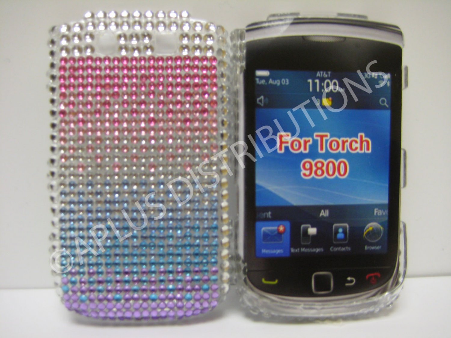 New Shades Of Pink N Purple Crystal Bling Diamond Case For Blackberry 9800 - (0010)
