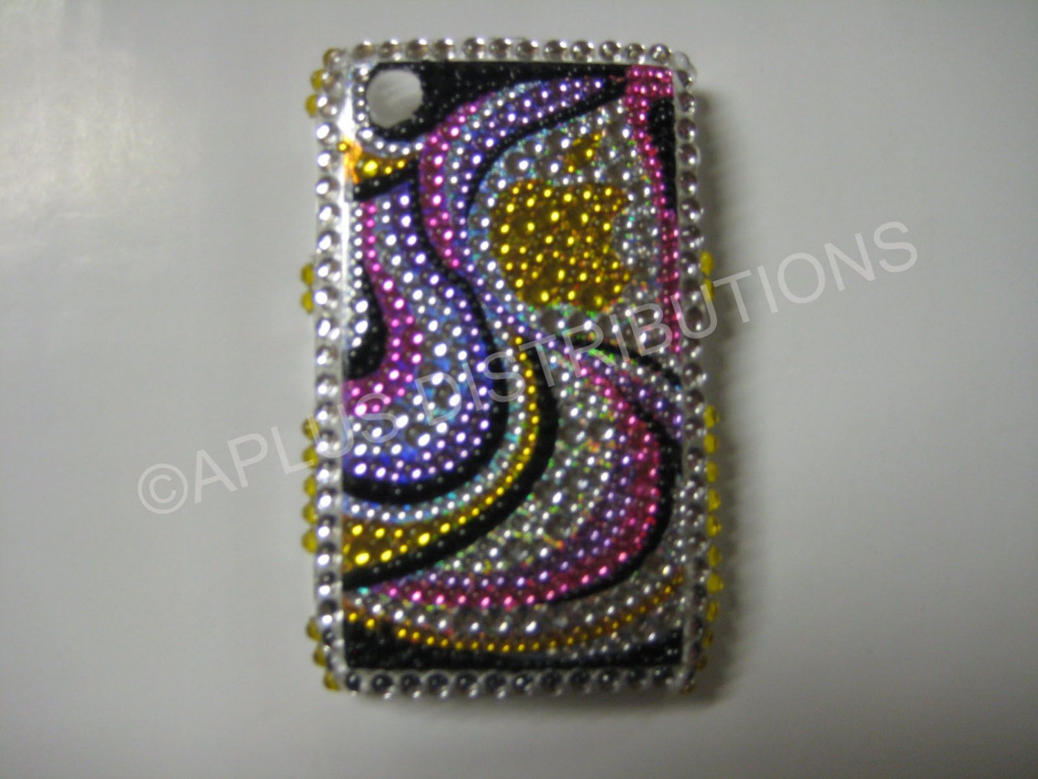 New Gold & Black Abstract Apple Design Crystal Bling Case For Blackberry 8520 - (0012)