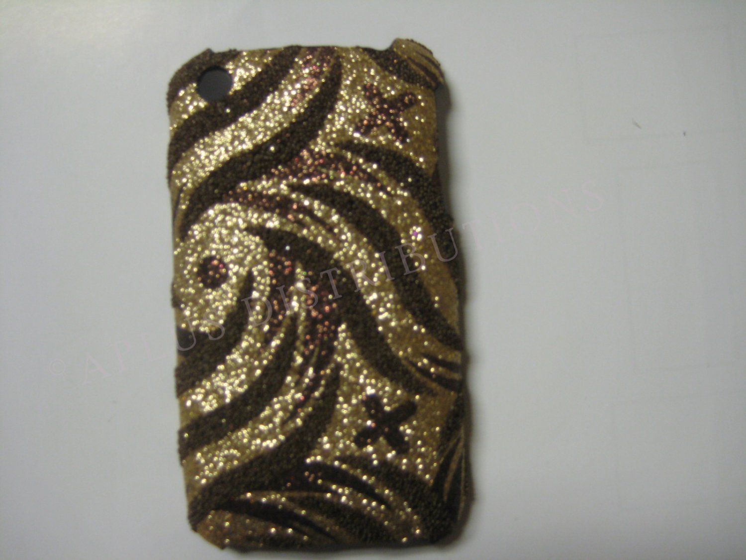New Brown Glittery Swirlz Design Hard Protective Cover For iPhone 3G 3GS - (0033)