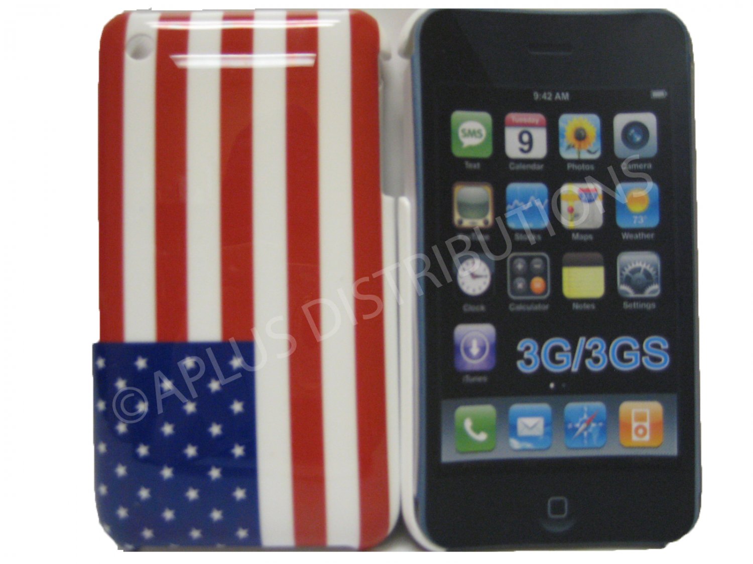 New Red/Wht/Blu American Flag Design Hard Protective Cover For iPhone 3G 3GS - (0094)