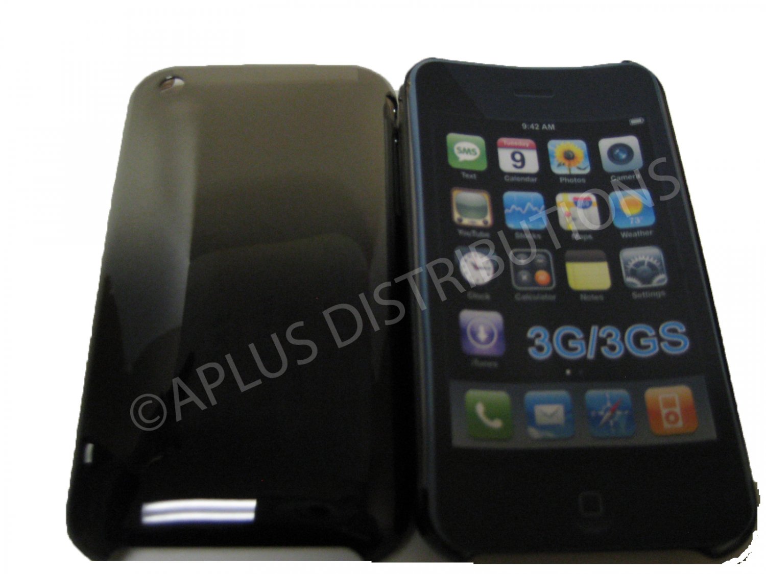 New Black Metallic Reflection Design Hard Protective Cover For iPhone 3G 3GS - (0093)