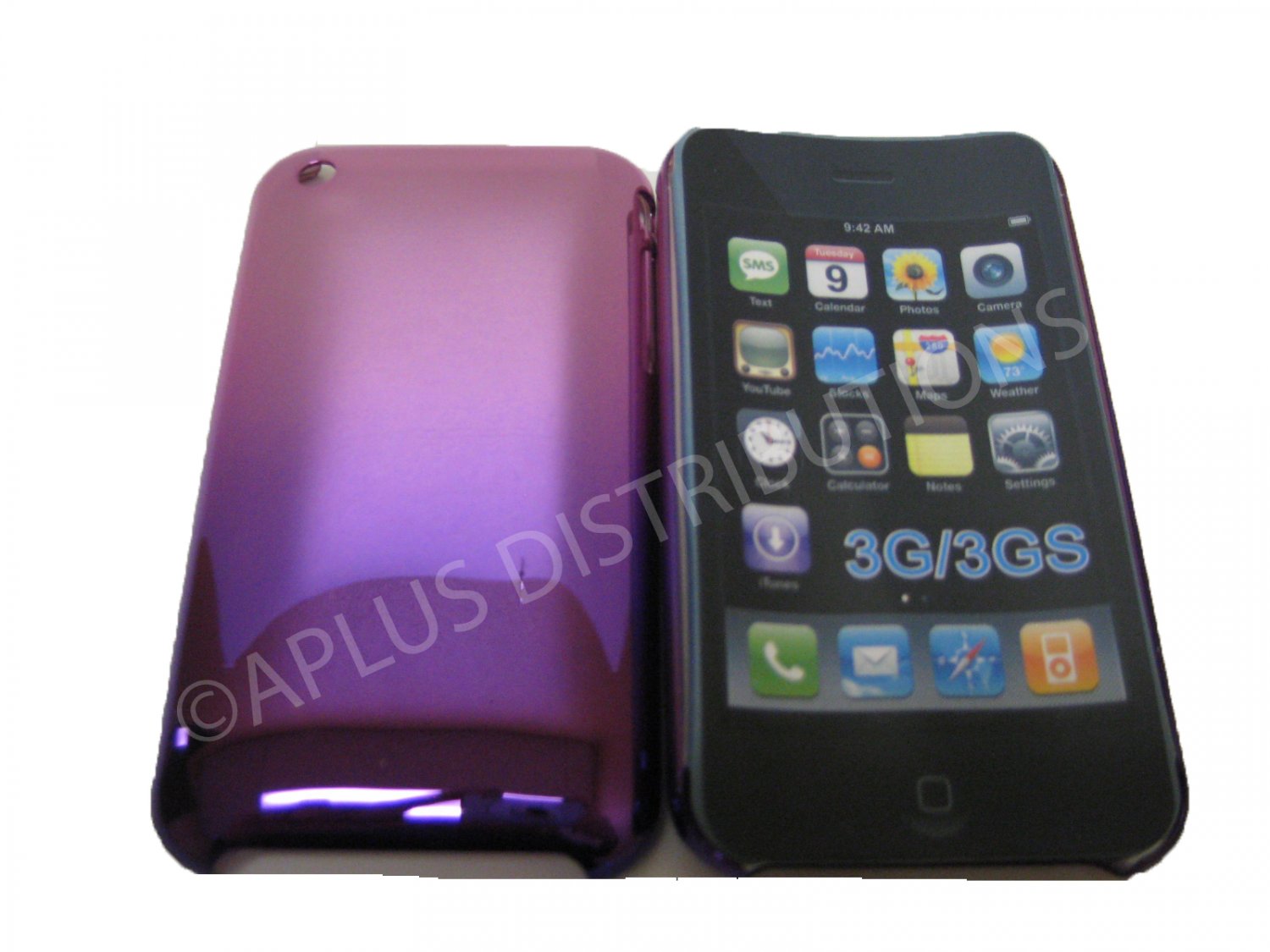 New Purple Metallic Reflection Design Hard Protective Cover For iPhone 3G 3GS - (0092)