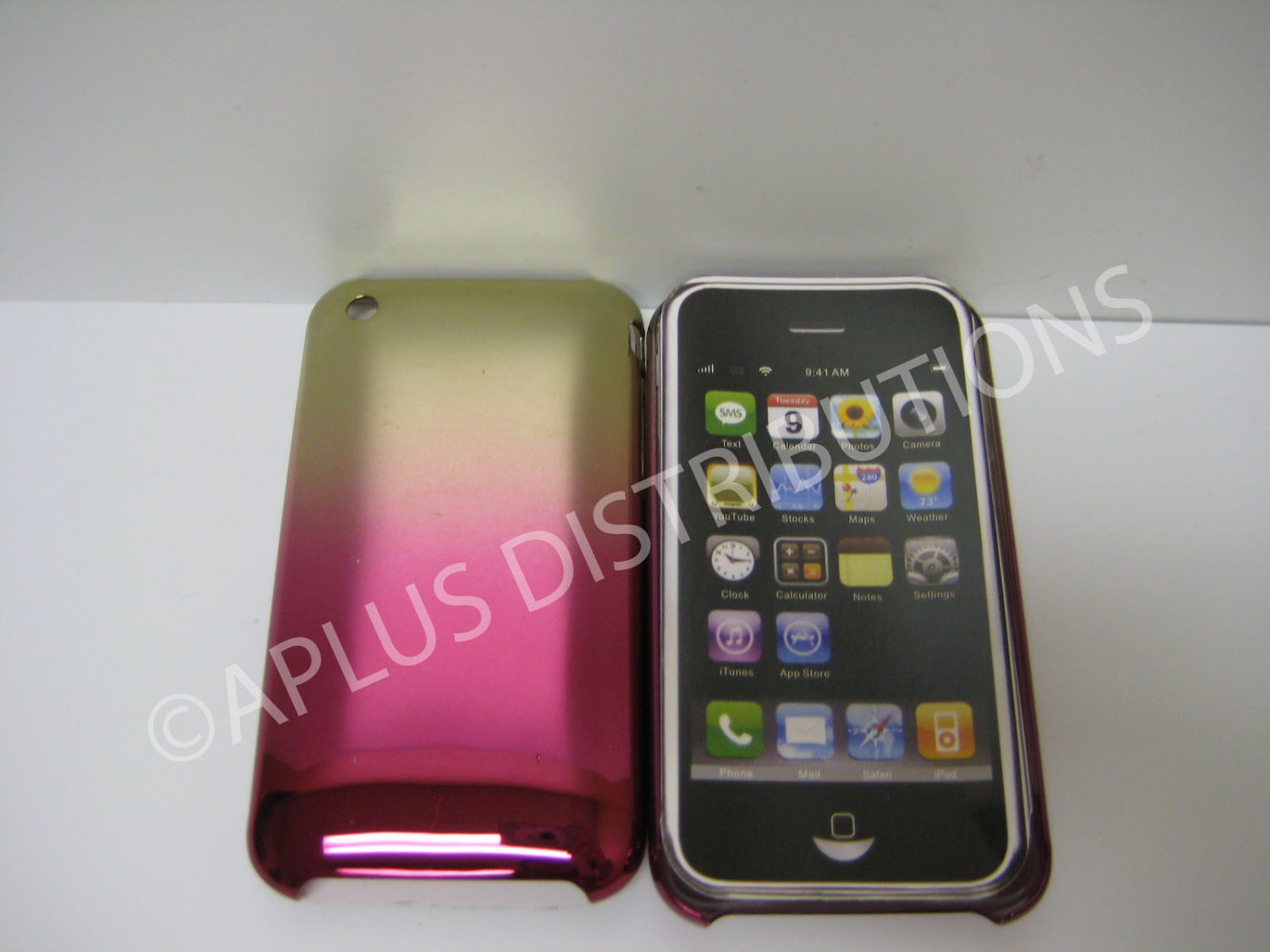 New Pink Metallic Reflection Design Hard Protective Cover For iPhone 3G 3GS - (0090)