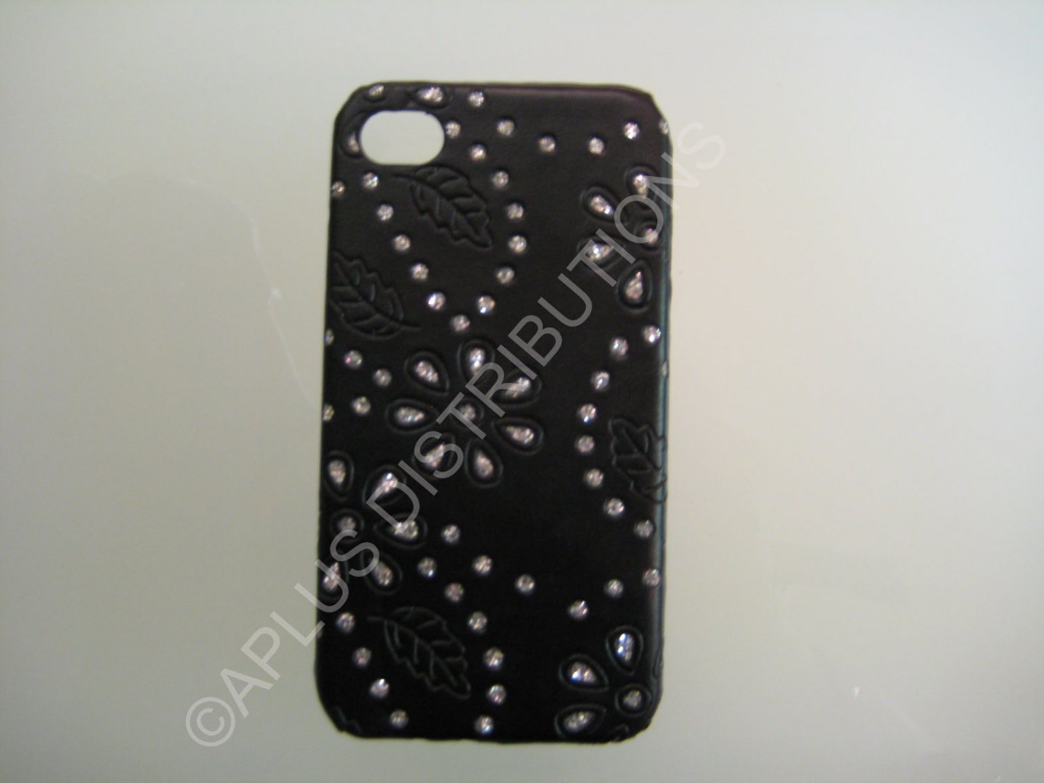 New Black Flower Vine Glitter Pattern Hard Protective Cover For iPhone 4 - (0046)