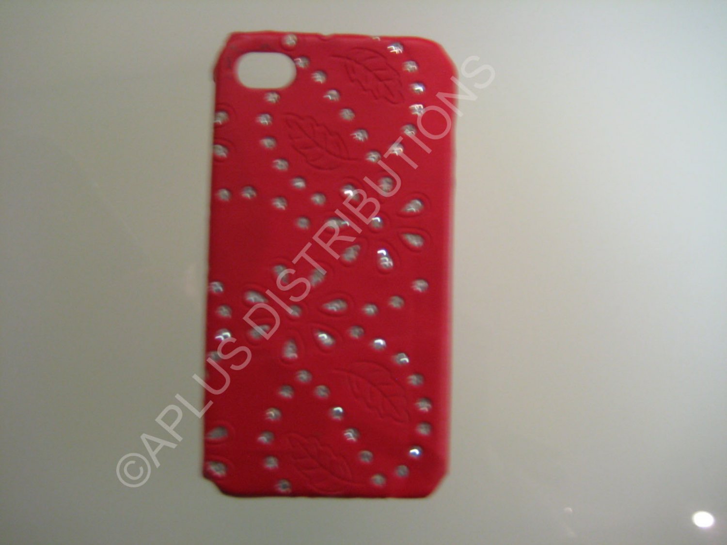 New Red Flower Vine Glitter Pattern Hard Protective Cover For iPhone 4 - (0047)