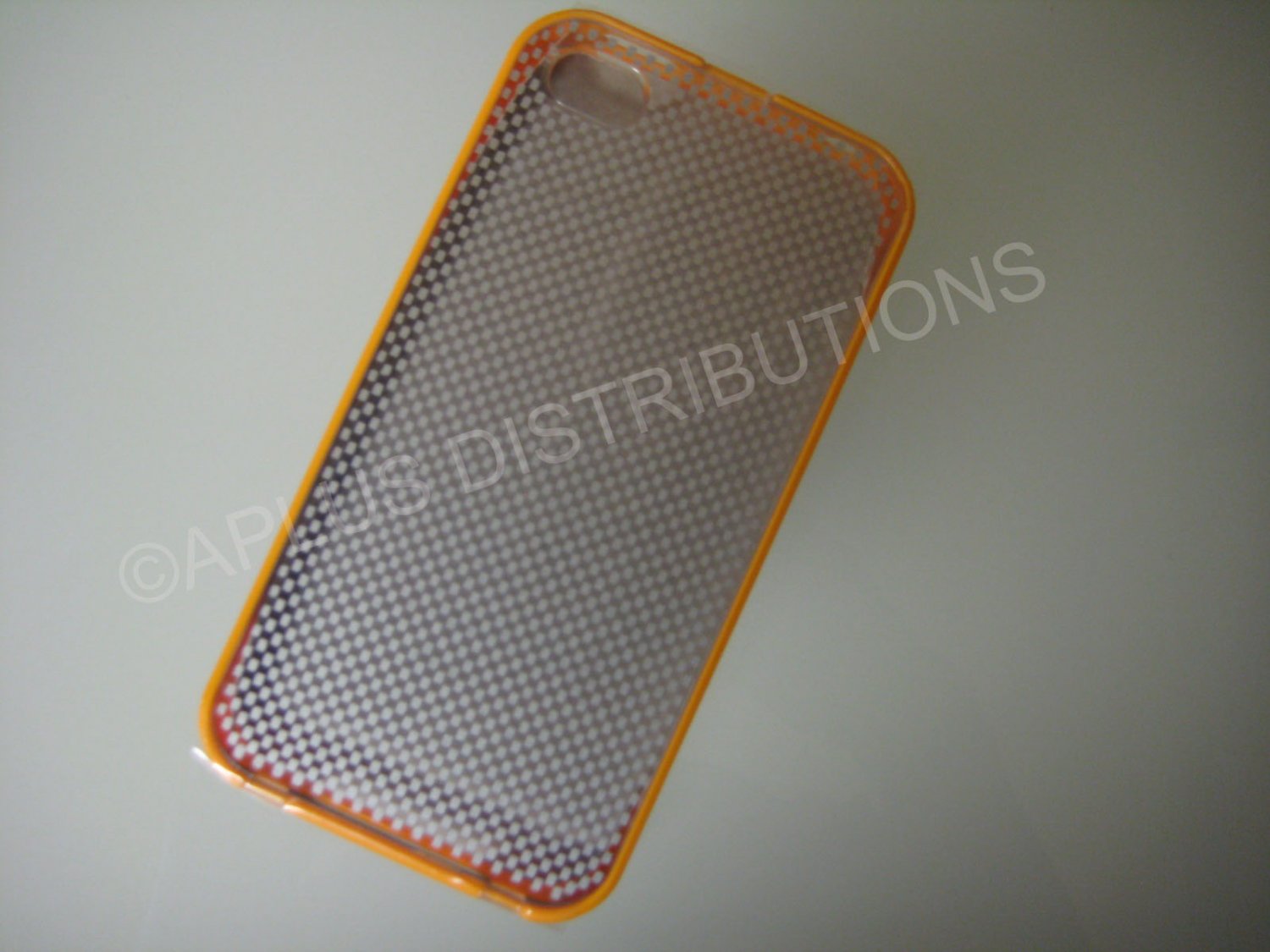 New Orange Transparent Checkered Pattern Hard Protective Cover For iPhone 4 - (0151)