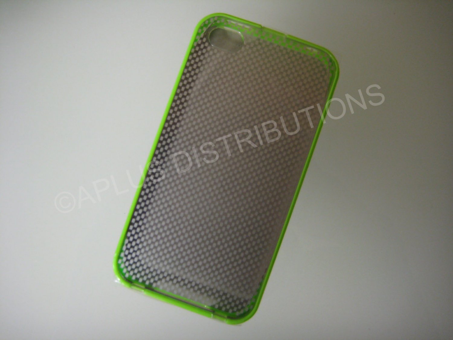 New Green Transparent Checkered Pattern Hard Protective Cover For iPhone 4 - (0150)