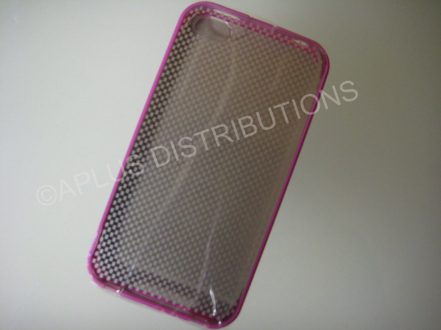New Pink Transparent Checkered Pattern Hard Protective Cover For iPhone 4 - (0148)
