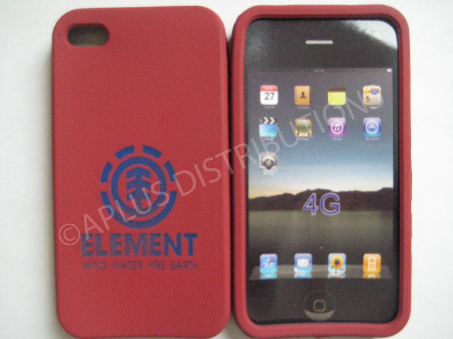 New Purple Element Print Pattern Silicone Cover For iPhone 4 - (0124)