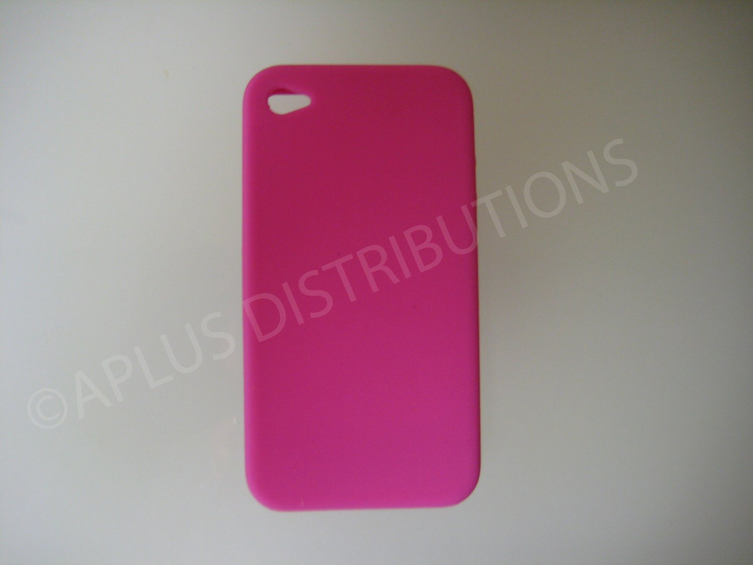 New Hot Pink Solid Color No Dot Design Silicone Cover For iPhone 4 - (0158)