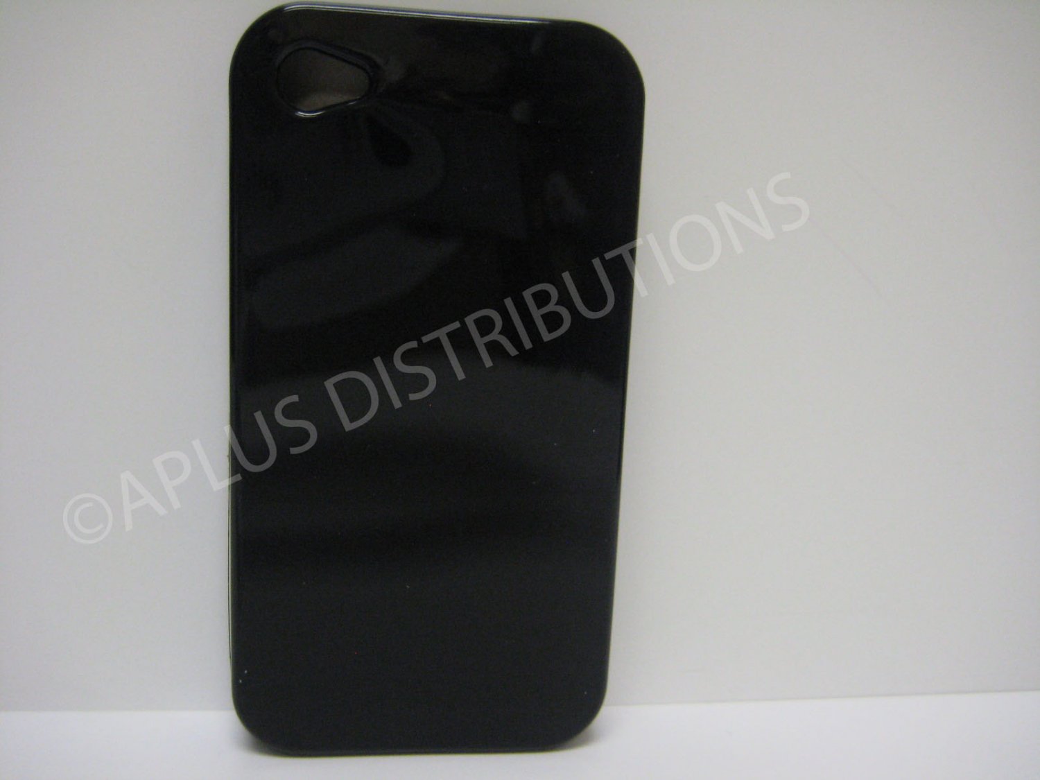 New Black Solid Color Design TPU Cover For iPhone 4 - (0133)