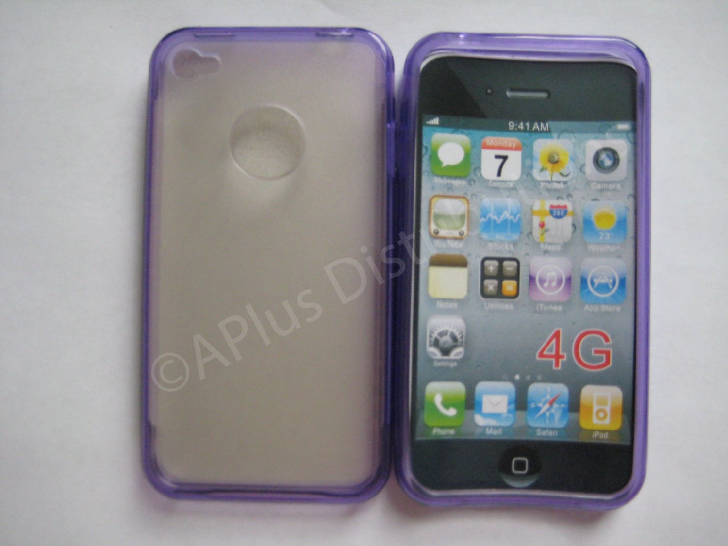New Purple Tpu/Soft Combo Design TPU Cover For iPhone 4 - (0056)