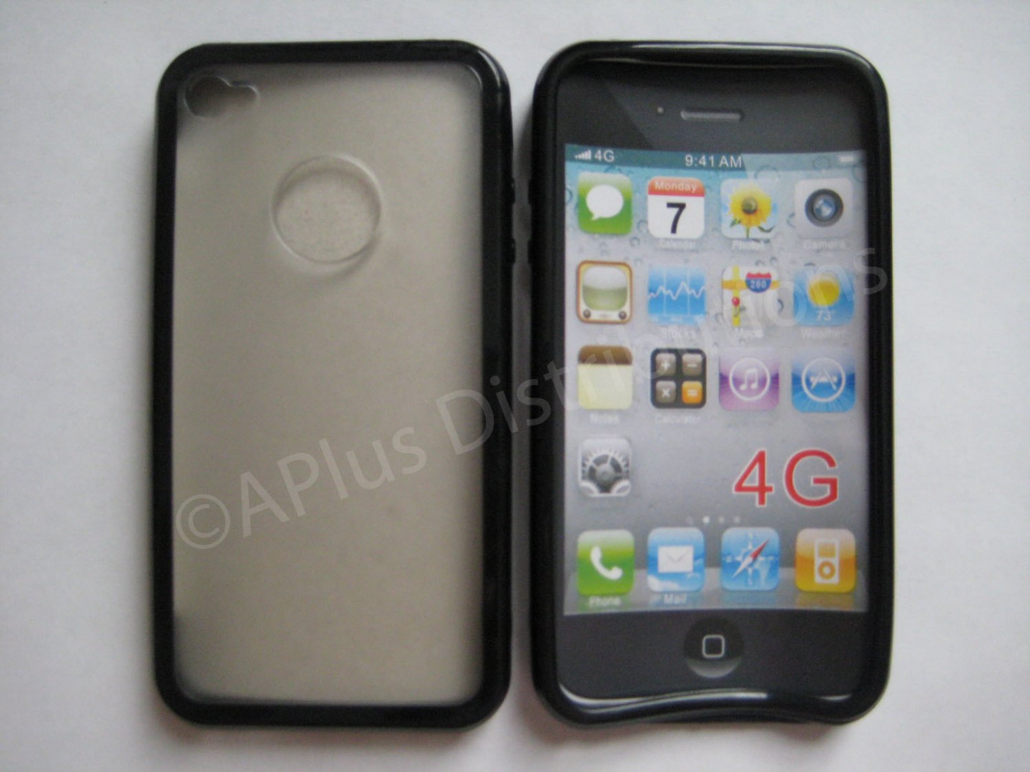 New Black Tpu/Soft Combo Design TPU Cover For iPhone 4 - (0059)