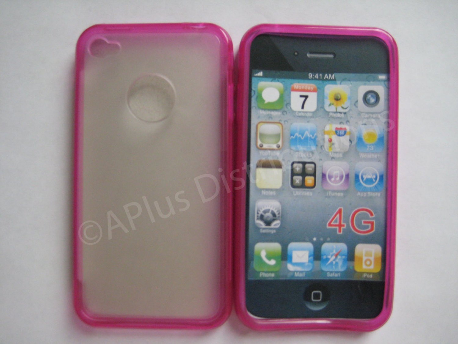 New Hot Pink Tpu/Soft Combo Design TPU Cover For iPhone 4 - (0060)