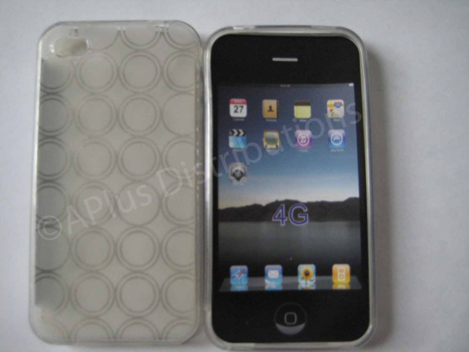 New Clear Transparent Multi-Circles Design TPU Cover For iPhone 4 - (0038)
