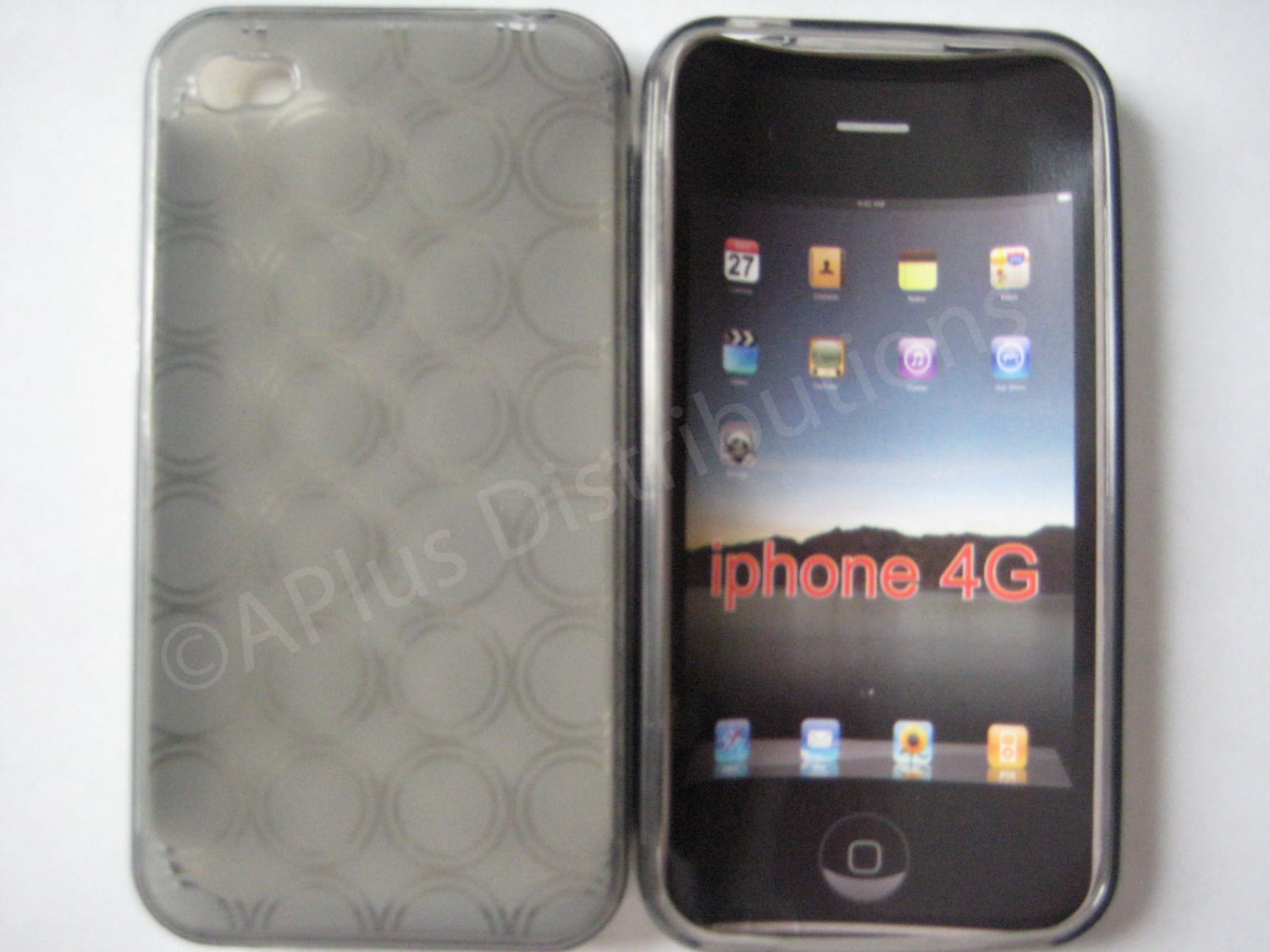 New Smoke Transparent Multi-Circles Design TPU Cover For iPhone 4 - (0040)