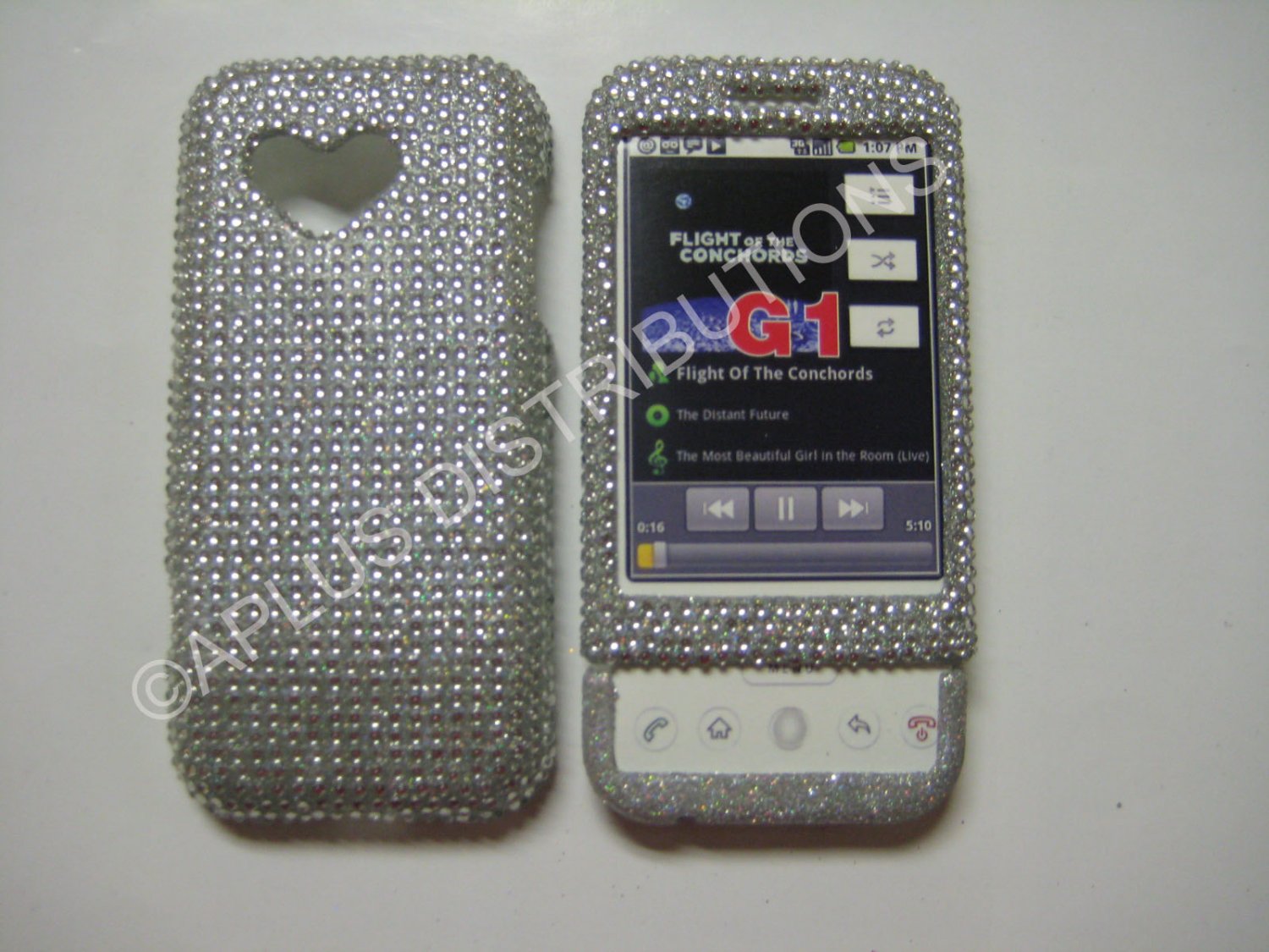 New Silver Solid Design Bling Diamond Case For HTC G1 Dream - (0004)