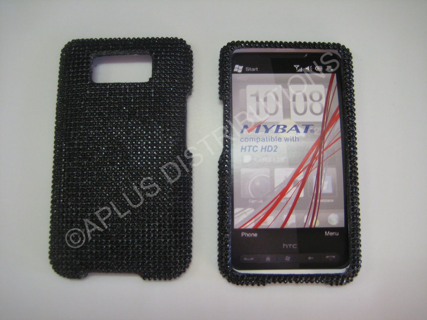 New Black Solid Diamond Bling Diamond Case For HTC HD2 - (0010)