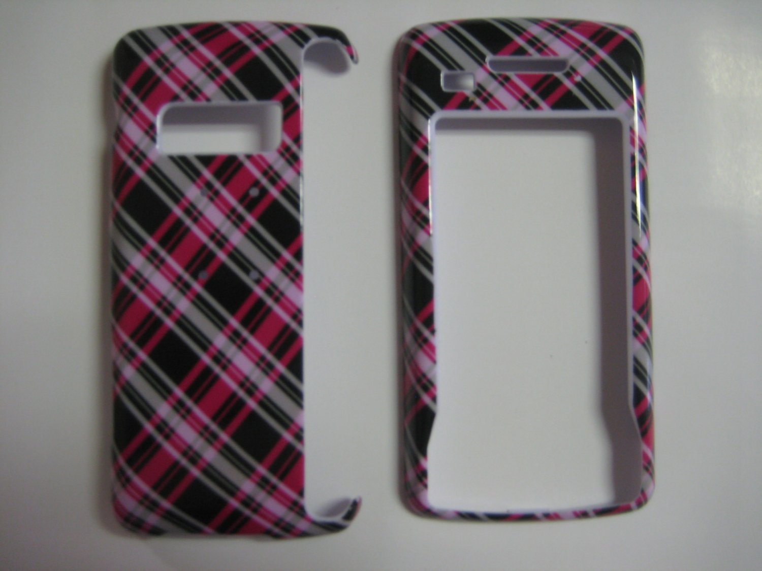 New Hot Pink Plaid Pattern Hard Protective Cover For LG Env Touch Lx11000 - (0015)