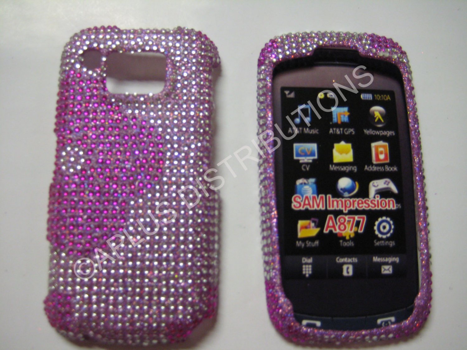 New Hot Pink Half Flower Bling Diamond Case For Samsung Impression A877 - (0002)