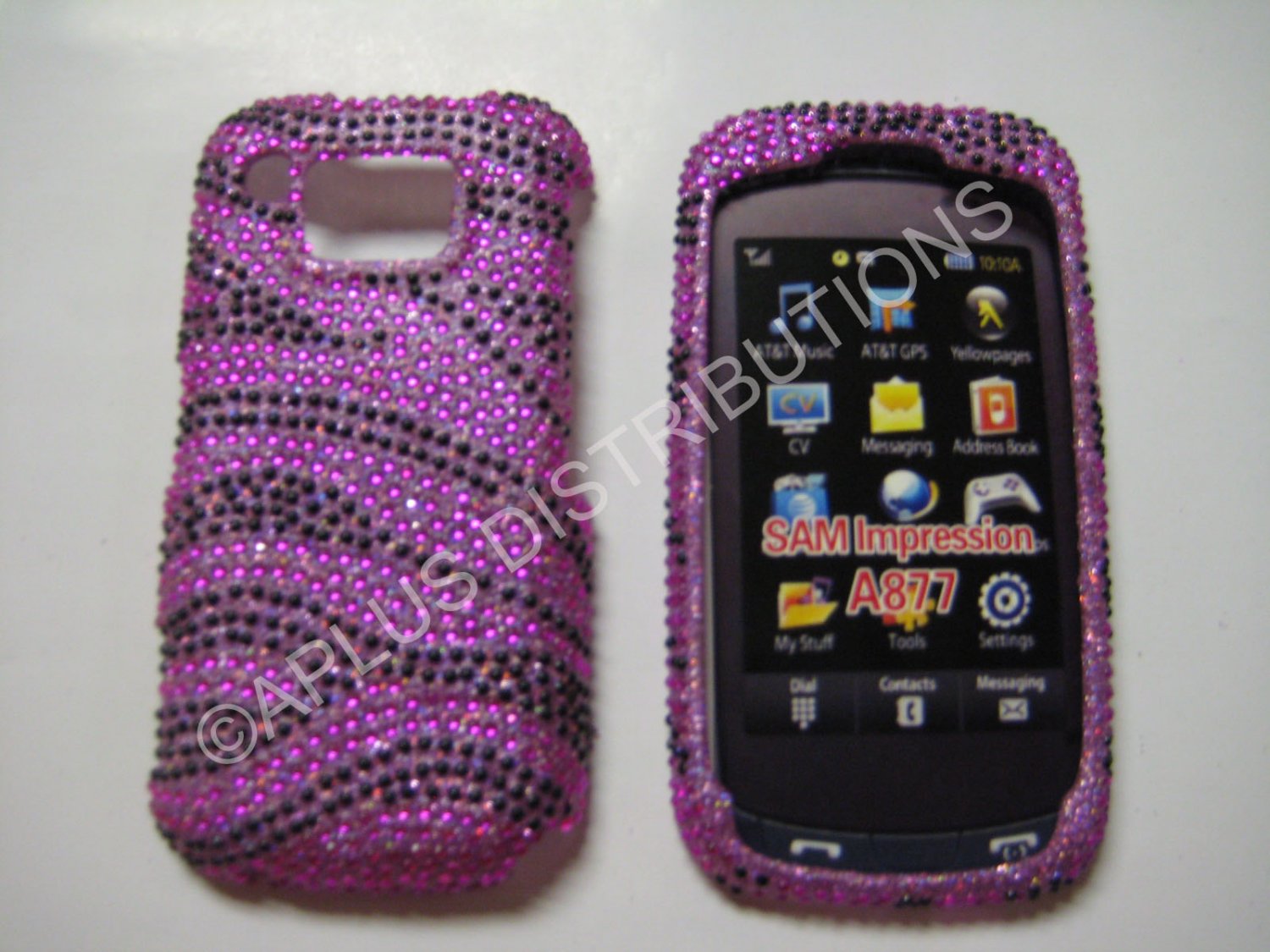 New Hot Pink Zebra Design Bling Diamond Case For Samsung Impression A877 - (0003)