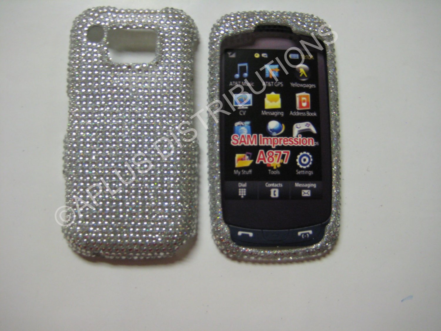 New Silver Solid Diamonds Bling Diamond Case For Samsung Impression A877 - (0004)