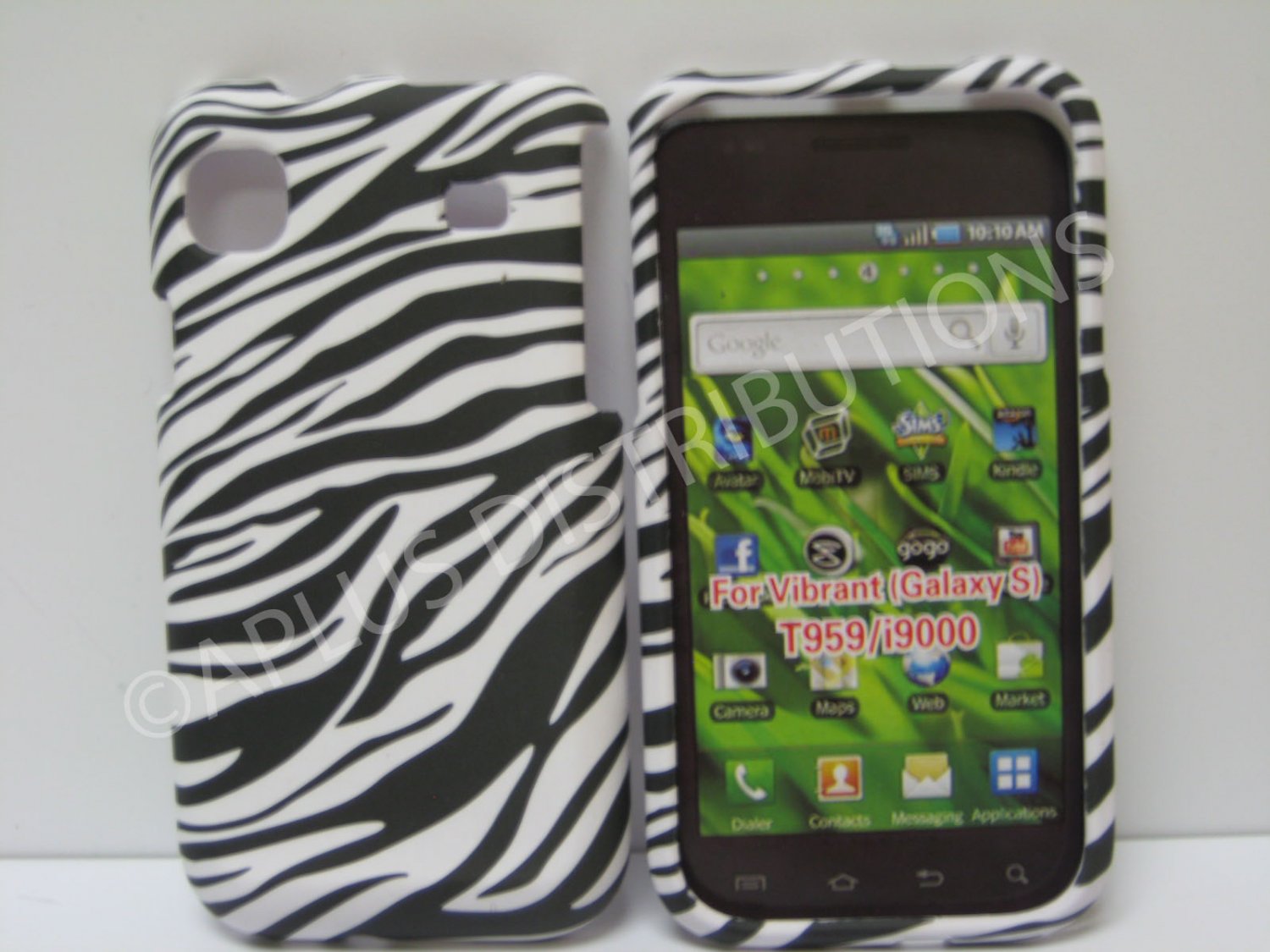 New Black Rubberized Zebra Design Hard Protective Cover For Samsung Galaxy S I9000 - (0070)