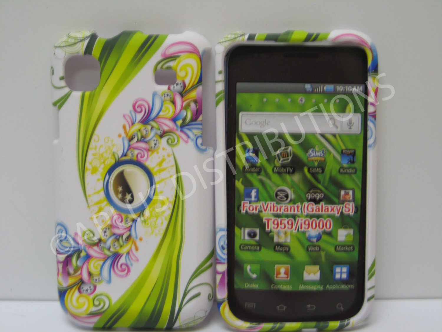 New Green Rubberized Peace Yin/Yang Hard Protective Cover For Samsung Galaxy S I9000 - (0028)