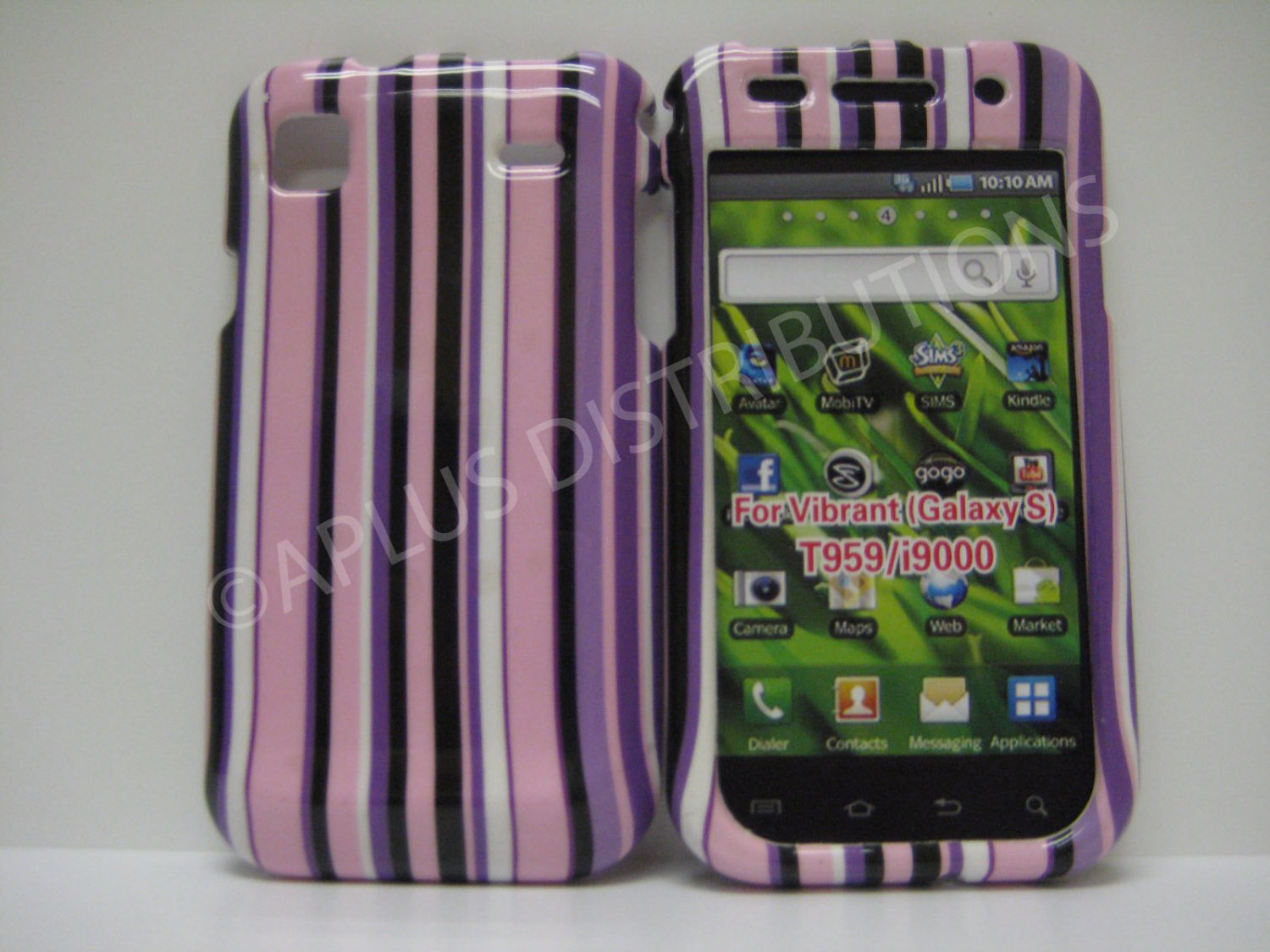 New Purple Vertical Strips Design Hard Protective Cover For Samsung Galaxy S I9000 - (0072)