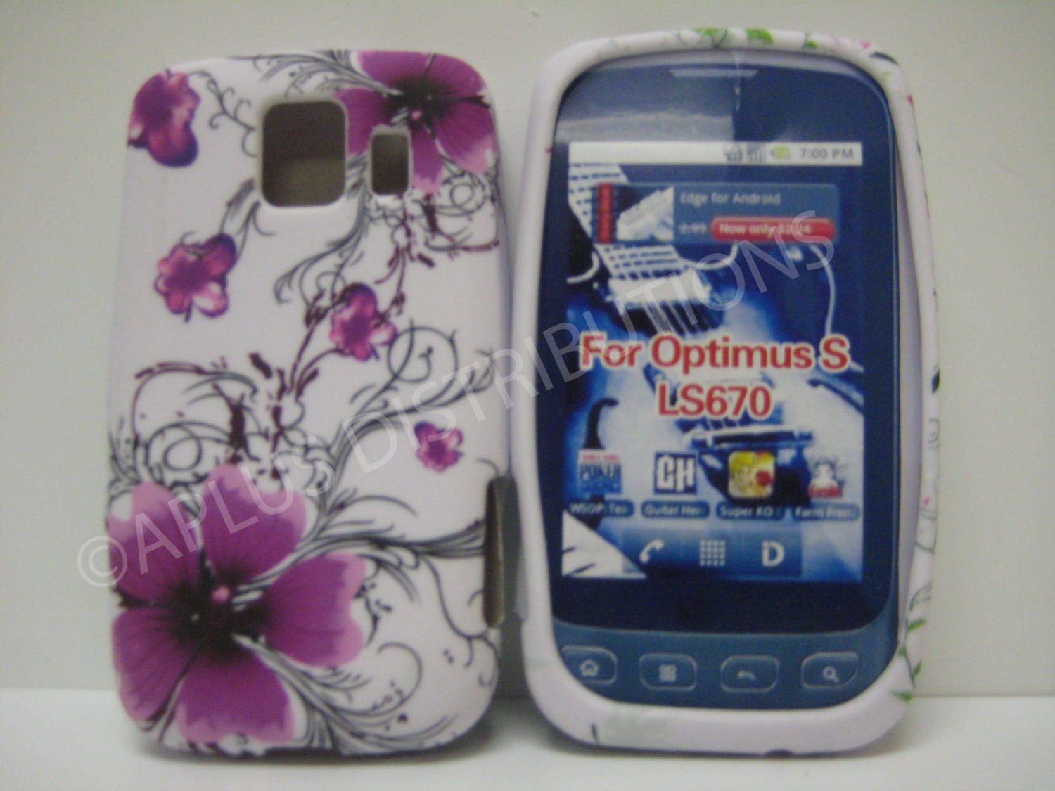New Purple Hibiscus Swirls Design TPU Cover For LG Optimus S LS670 - (0021)