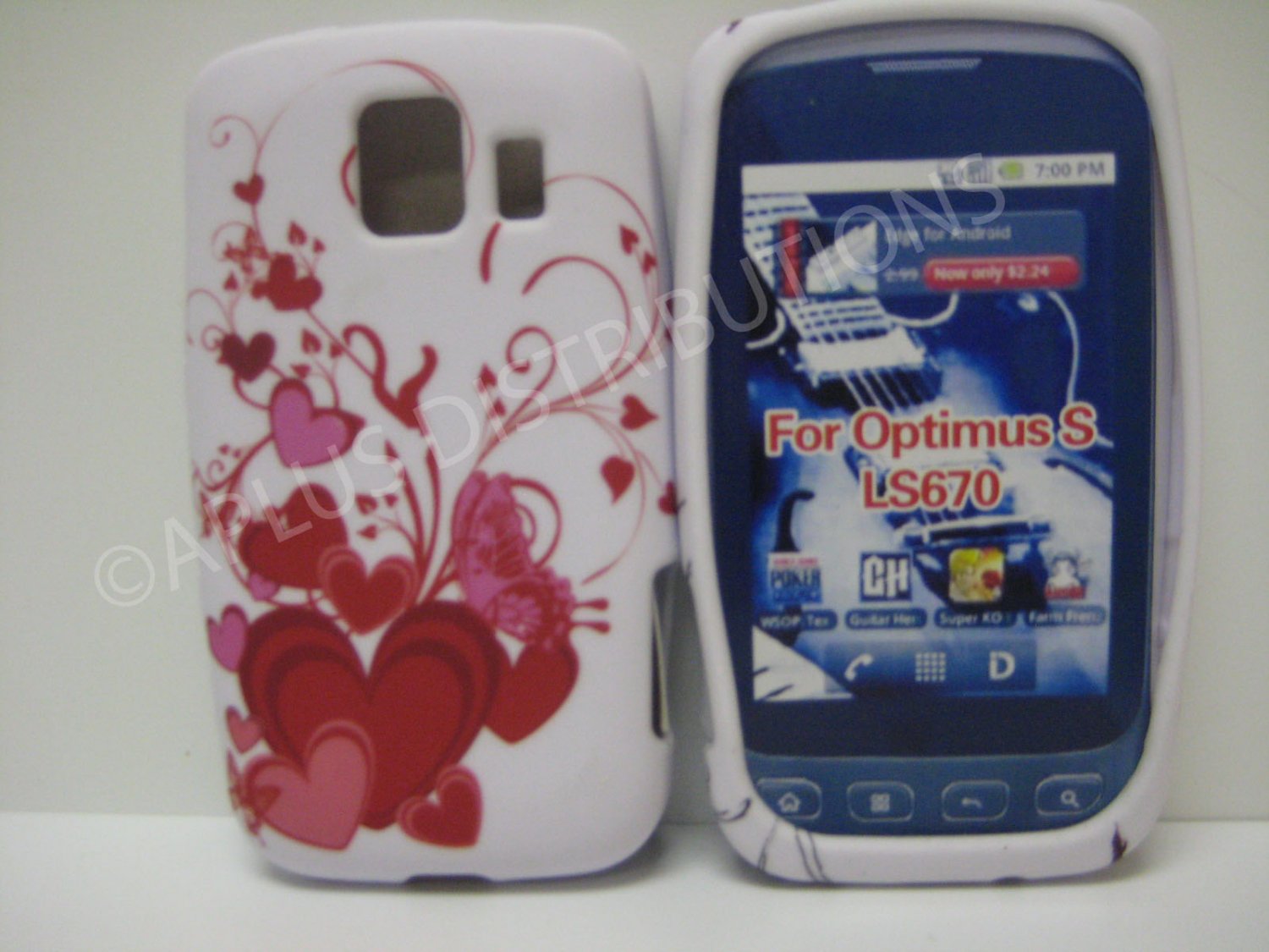 New Red Multi-Heart Vines Design TPU Cover For LG Optimus S LS670 - (0027)
