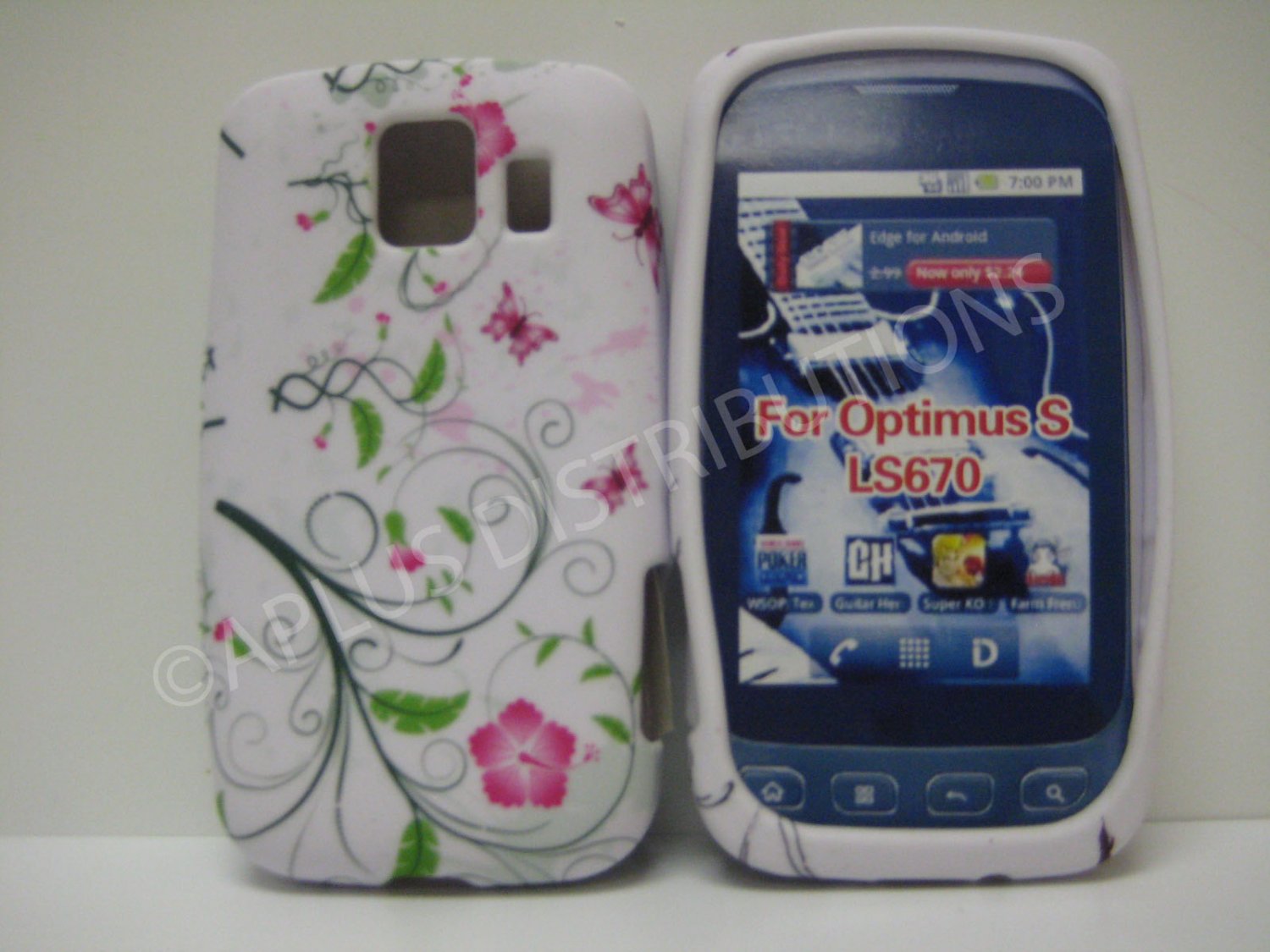 New Green Butterflies Swirl Design TPU Cover For LG Optimus S LS670 - (0028)