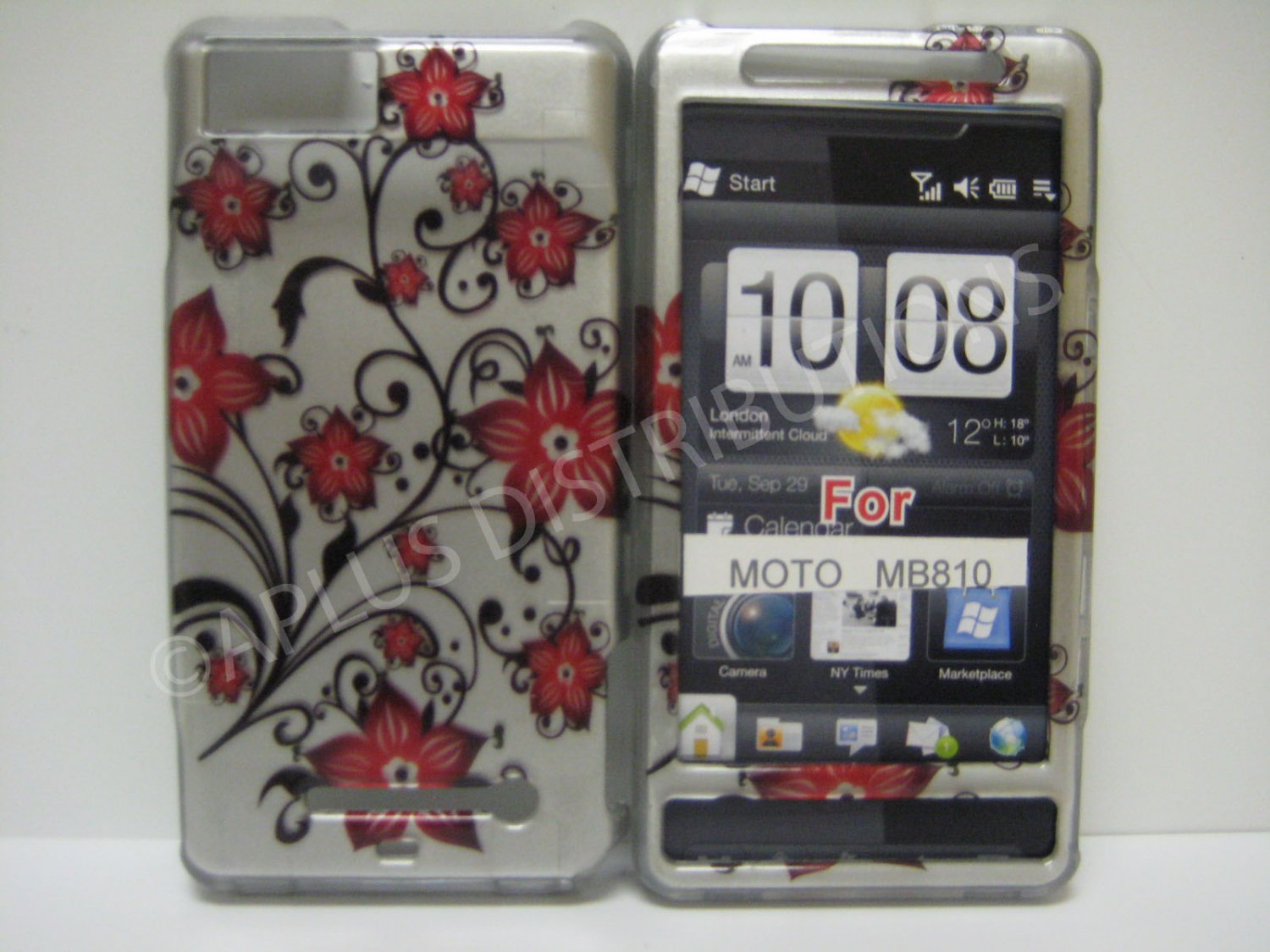 NEW Red Cherry Blossom Hard Protective Cover For Motorola Droid X MB810 - (0071)
