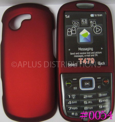 New Red Rubberized Hard Protective Cover For Samsung Gravity 3 T479 - (0054)