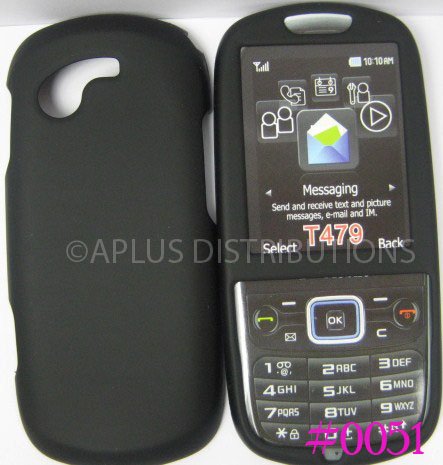 New Black Rubberized Hard Protective Cover For Samsung Gravity 3 T479 - (0051)