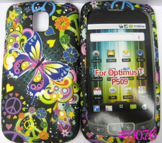 New Black Groovy Butterflies Design Hard Protective Cover For LG Optimus T P509 - (0076)