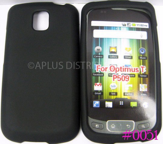 New Solid Black Design Rubberized Hard Protective Cover For LG Optimus T P509 - (0051)