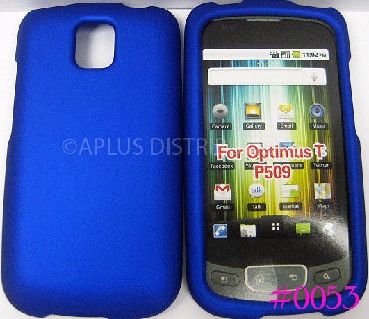 New Solid Blue Design Rubberized Hard Protective Cover For LG Optimus T P509 - (0051)