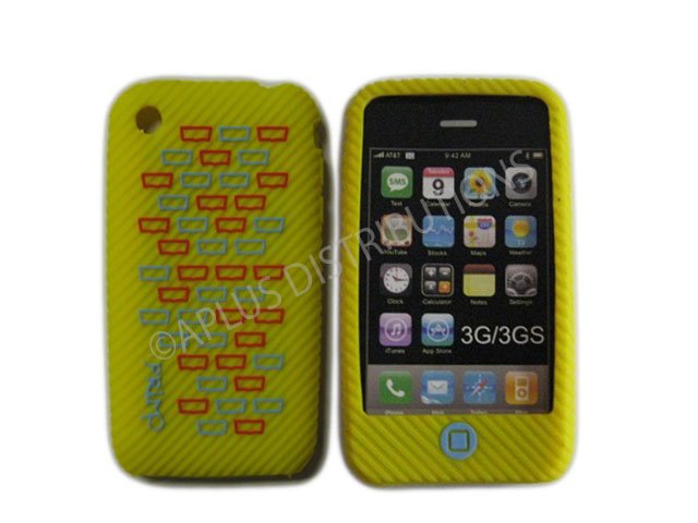 New Yellow Primo Bricks Design Silicone Cover For iPhone 3G 3GS - (0041)