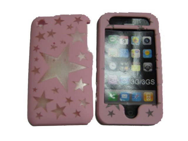 New Light Pink Transparent Stars Design Hard Protective Cover For iPhone 3G 3GS - (0109)