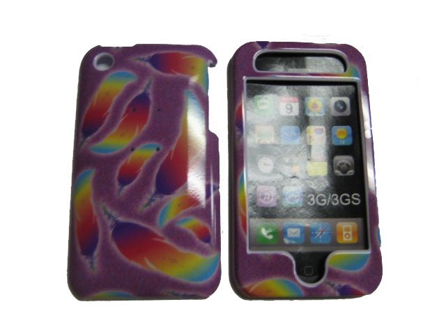 New Multi-Color Feathers Design Hard Protective Cover For iPhone 3G 3GS - (0110)
