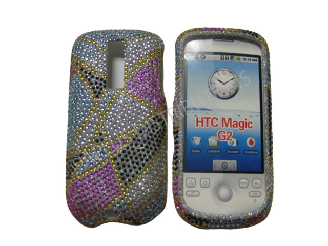 New Multi-Color Abstract Triangle Bling Diamond Case For HTC My Touch G2 Magic