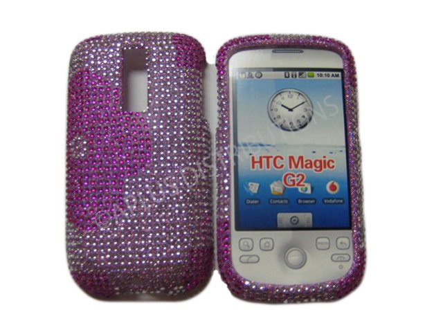 New Pink Half Flower Bling Diamond Case For HTC My Touch G2 Magic