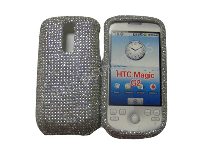 NEW SOLID WHITE DESIGN CRYSTAL BLING DIAMOND CASE COVER FOR HTC MY TOUCH G2 âMAGICâ