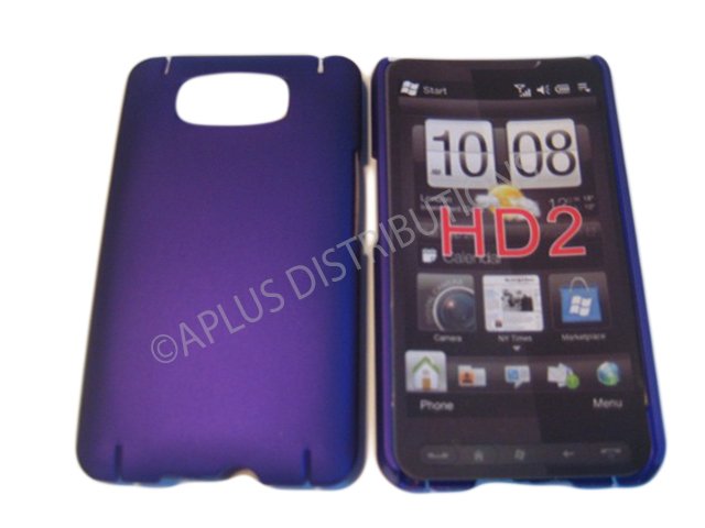 New Purple Solid Color Hard Rubberized Case Cover For HTC HD 2