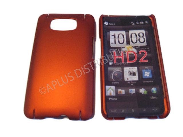 New Burnt Orange Solid Color Hard Rubberized Case Cover For HTC HD 2