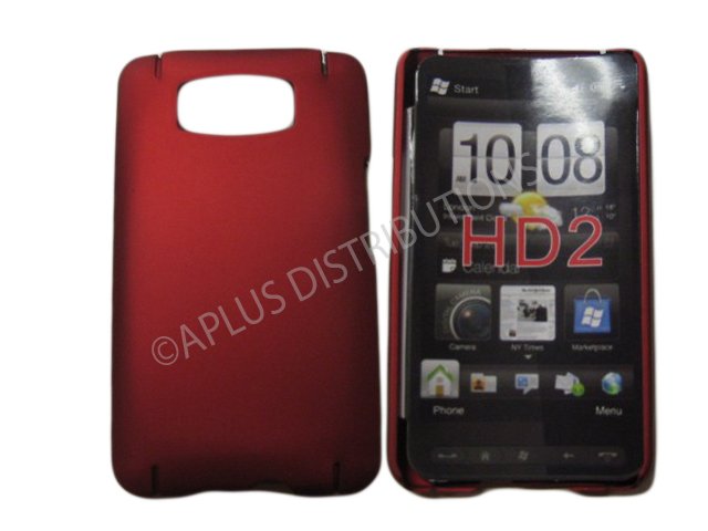 New Red Solid Color Hard Rubberized Case Cover For HTC HD 2